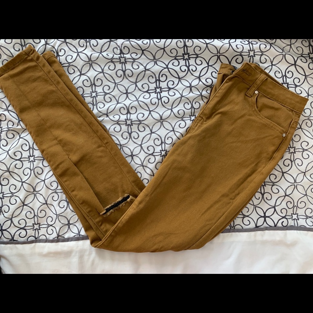 Forever 21 mustard ripped pants